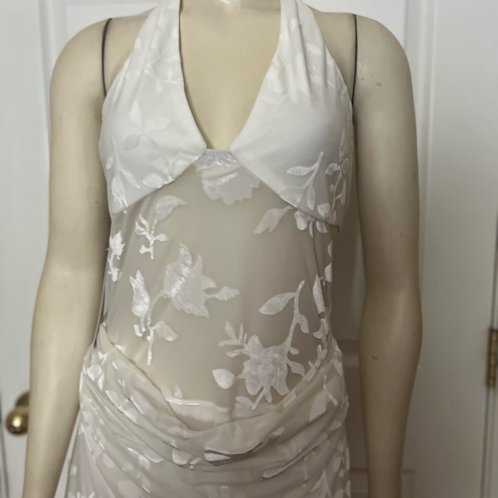 Princess Polly White Sheer Floral Halter Mini Dress - Picture 13 of 15